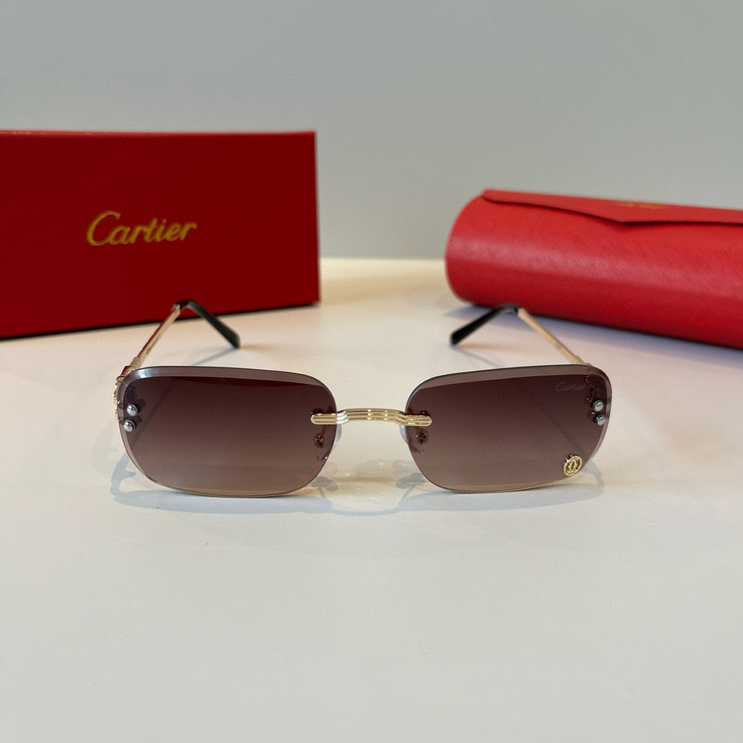 CARTIER カルティエ サングラス メタルフレーム フレームレス 超軽量 17477 多色展開 - 画像 4