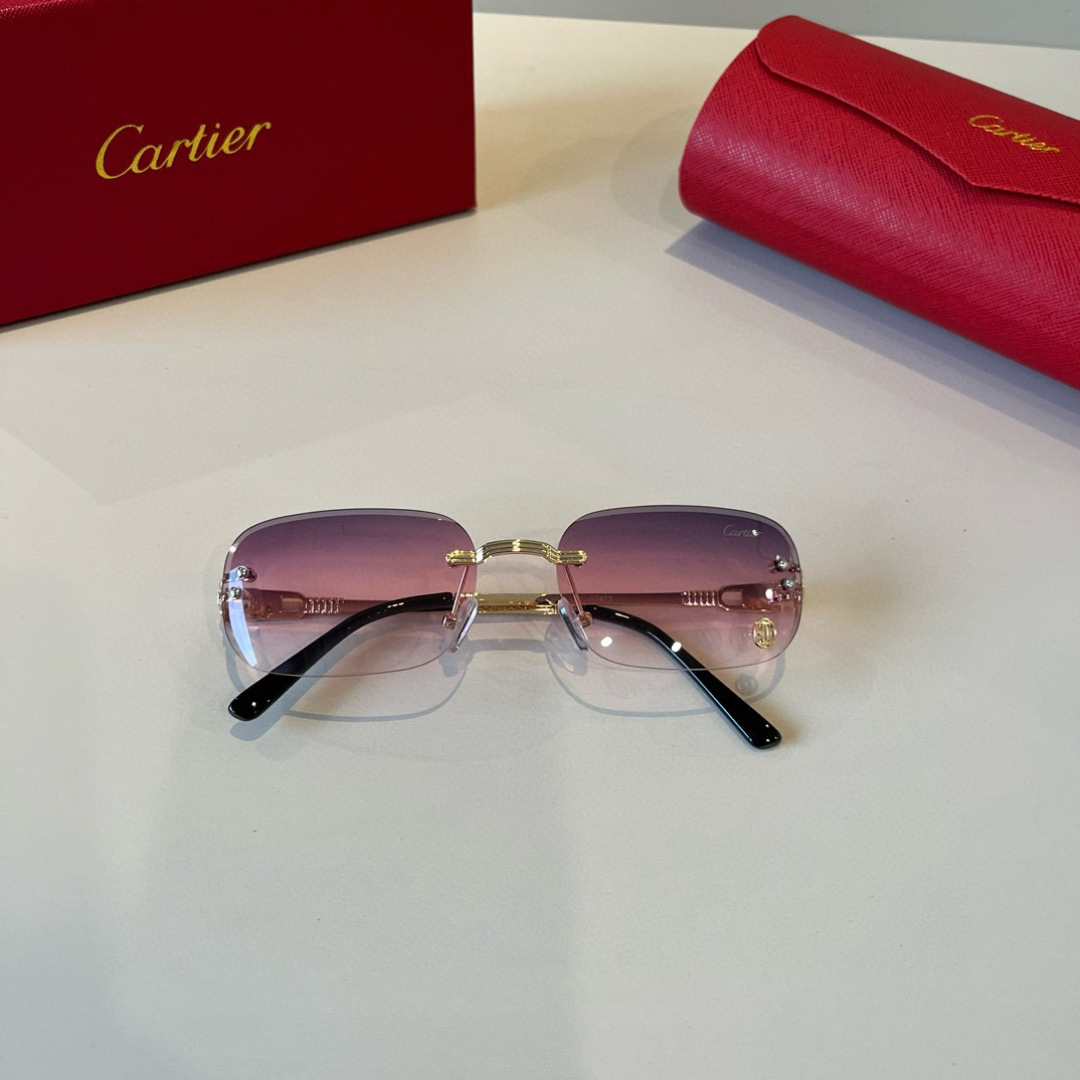 CARTIE カルティエ サングラス メタルフレーム フレームレス 超軽量 メンズ レディース パステルピンク 多色展開 - 画像 2