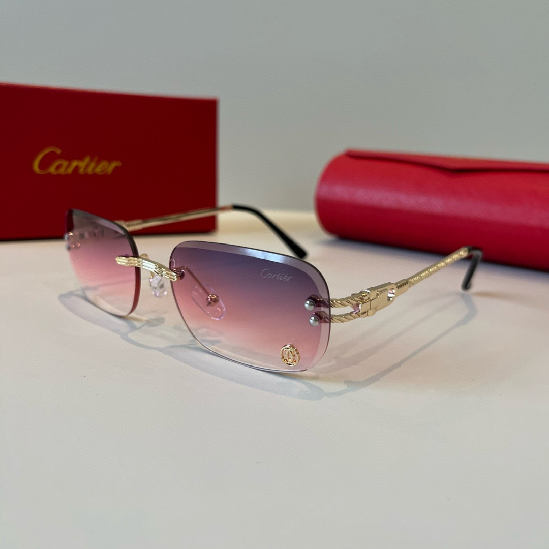 CARTIE カルティエ サングラス メタルフレーム フレームレス 超軽量 メンズ レディース パステルピンク 多色展開 - 画像 5