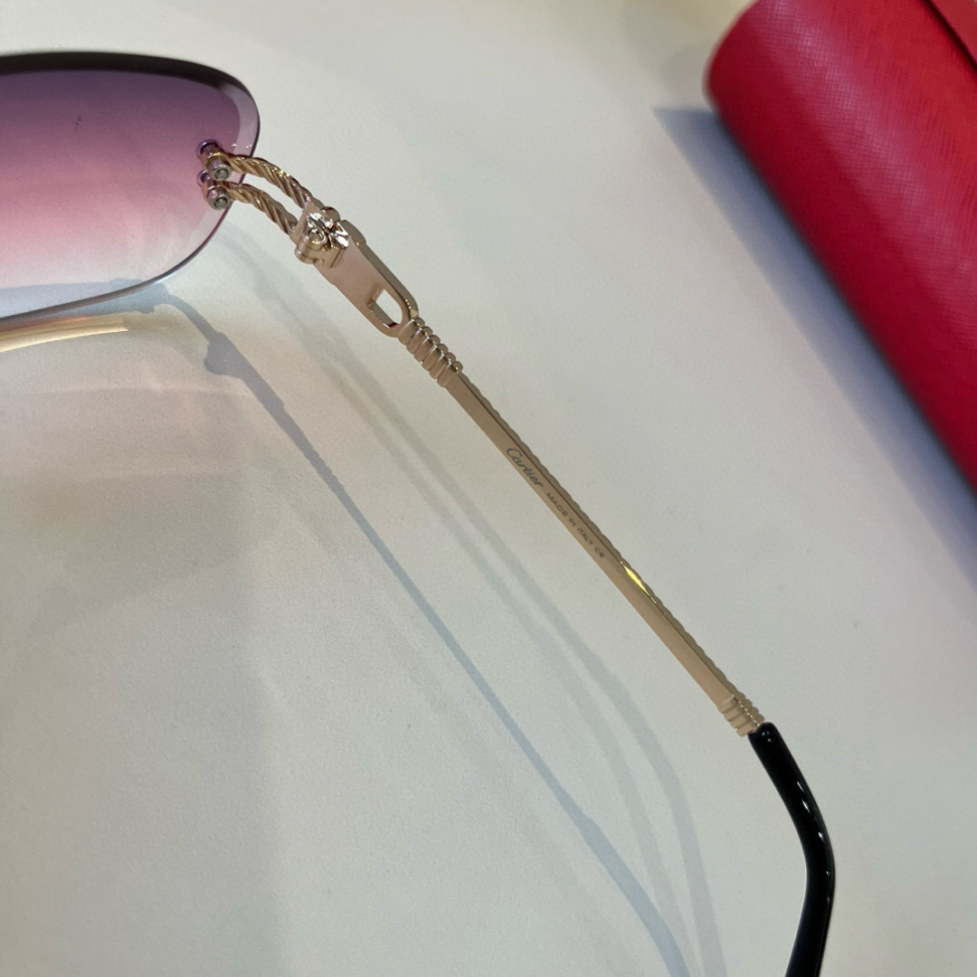 CARTIE カルティエ サングラス メタルフレーム フレームレス 超軽量 メンズ レディース パステルピンク 多色展開 - 画像 6