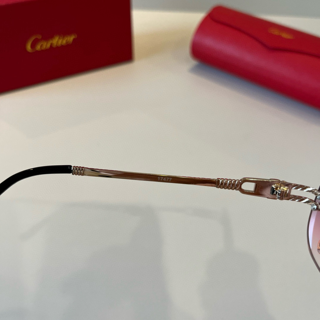 CARTIE カルティエ サングラス メタルフレーム フレームレス 超軽量 メンズ レディース パステルピンク 多色展開 - 画像 7