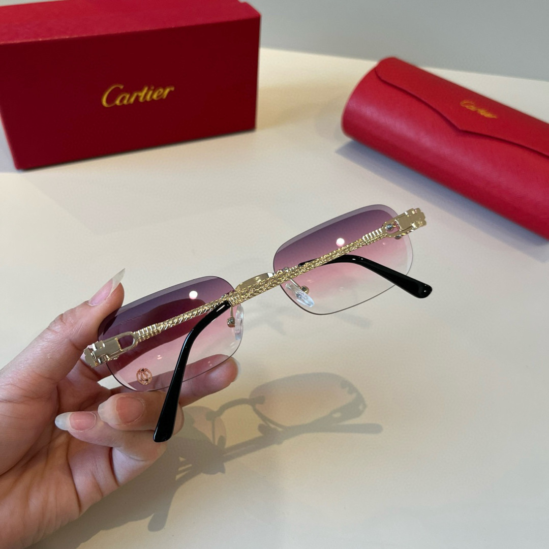 CARTIE カルティエ サングラス メタルフレーム フレームレス 超軽量 メンズ レディース パステルピンク 多色展開 - 画像 8