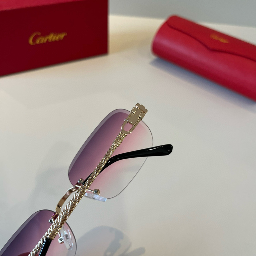 CARTIE カルティエ サングラス メタルフレーム フレームレス 超軽量 メンズ レディース パステルピンク 多色展開 - 画像 9