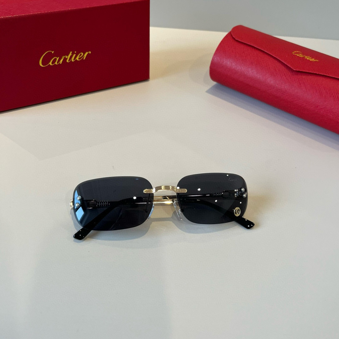 CARTIE カルティエ サングラス メタルフレーム フレームレス 超軽量 ゴールド ブラック 多色展開 - 画像 2