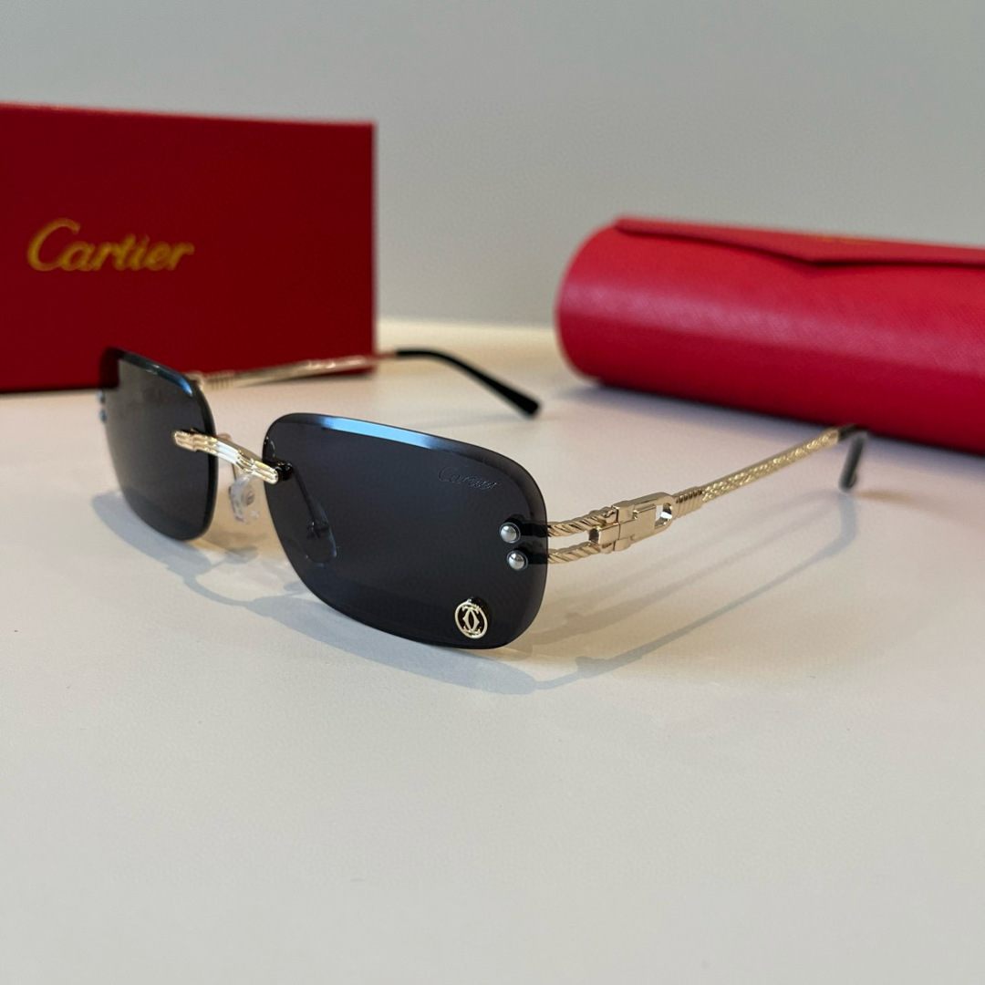 CARTIE カルティエ サングラス メタルフレーム フレームレス 超軽量 ゴールド ブラック 多色展開 - 画像 5