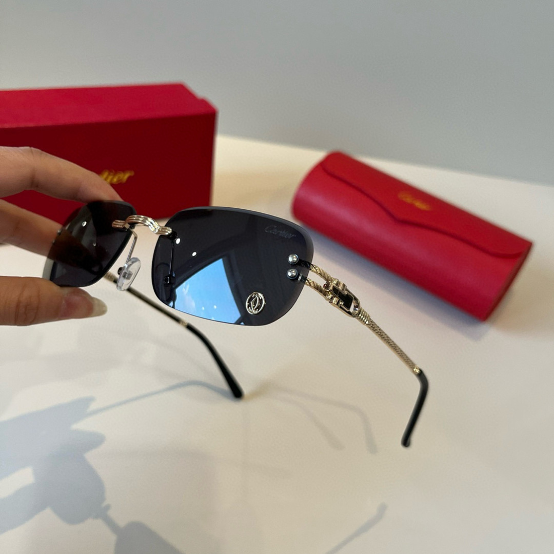 CARTIE カルティエ サングラス メタルフレーム フレームレス 超軽量 ゴールド ブラック 多色展開 - 画像 6