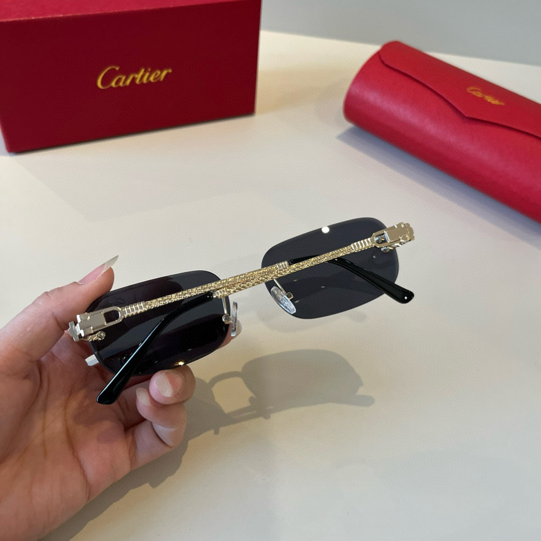 CARTIE カルティエ サングラス メタルフレーム フレームレス 超軽量 ゴールド ブラック 多色展開 - 画像 9