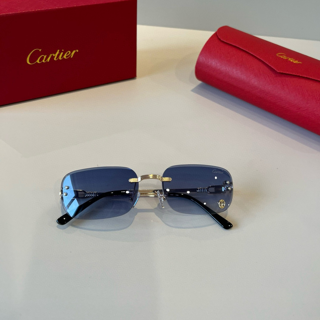 Cartier カルティエ サングラス フレームレス 金属 メタル メンズ レディース ブルーレンズ 17477 多色展開 - 画像 2