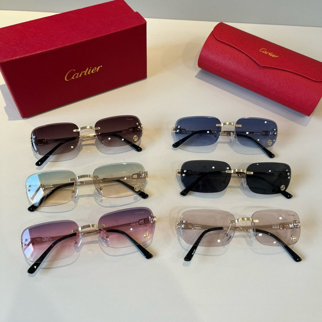 Cartier カルティエ サングラス フレームレス 金属 メタル メンズ レディース ブルーレンズ 17477 多色展開 - 画像 4
