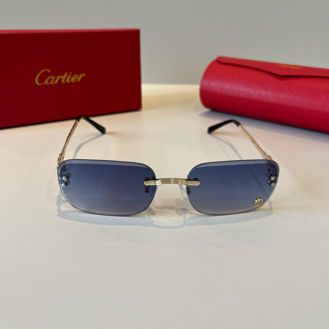 Cartier カルティエ サングラス フレームレス 金属 メタル メンズ レディース ブルーレンズ 17477 多色展開 - 画像 5