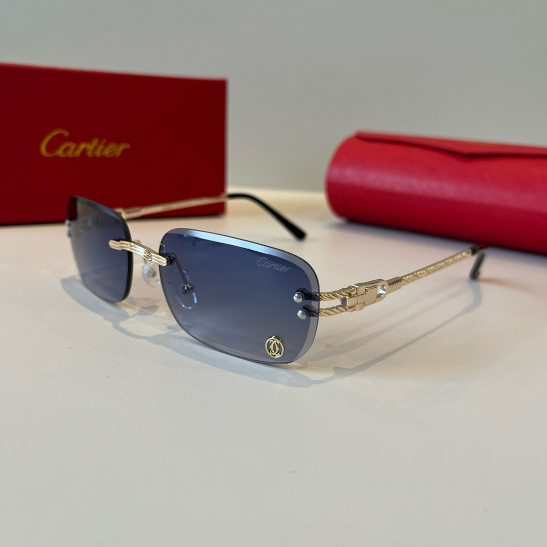 Cartier カルティエ サングラス フレームレス 金属 メタル メンズ レディース ブルーレンズ 17477 多色展開 - 画像 6