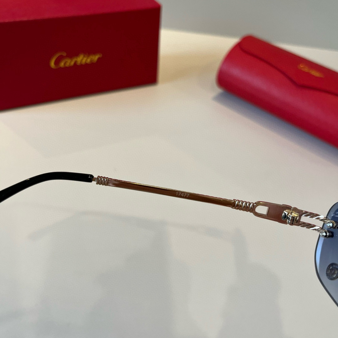 Cartier カルティエ サングラス フレームレス 金属 メタル メンズ レディース ブルーレンズ 17477 多色展開 - 画像 8