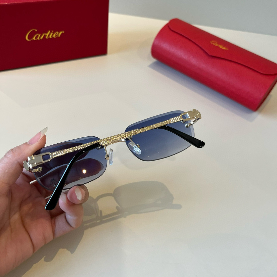 Cartier カルティエ サングラス フレームレス 金属 メタル メンズ レディース ブルーレンズ 17477 多色展開 - 画像 9