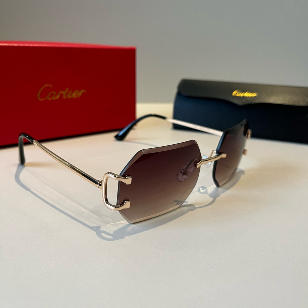 Cartier カルティエ サングラス 58C18-138 フレームレス 超軽量 軽量 ブラック ブラウン