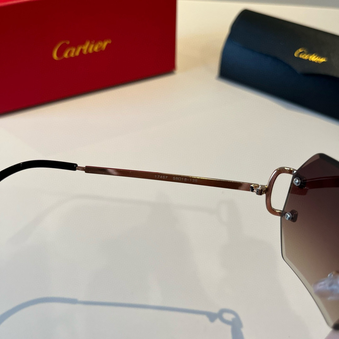 Cartier カルティエ サングラス 58C18-138 フレームレス 超軽量 軽量 ブラック ブラウン - 画像 2
