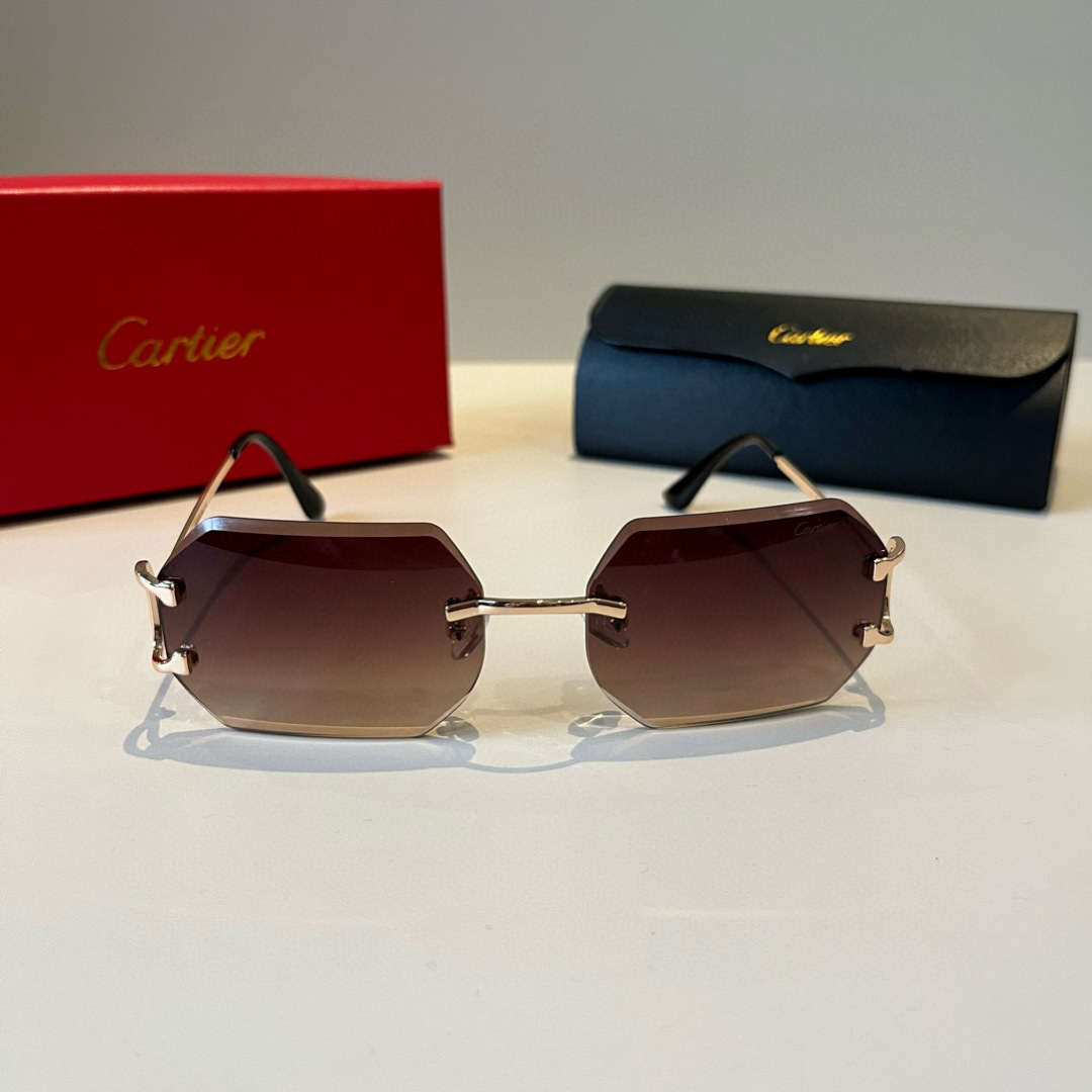 Cartier カルティエ サングラス 58C18-138 フレームレス 超軽量 軽量 ブラック ブラウン - 画像 3