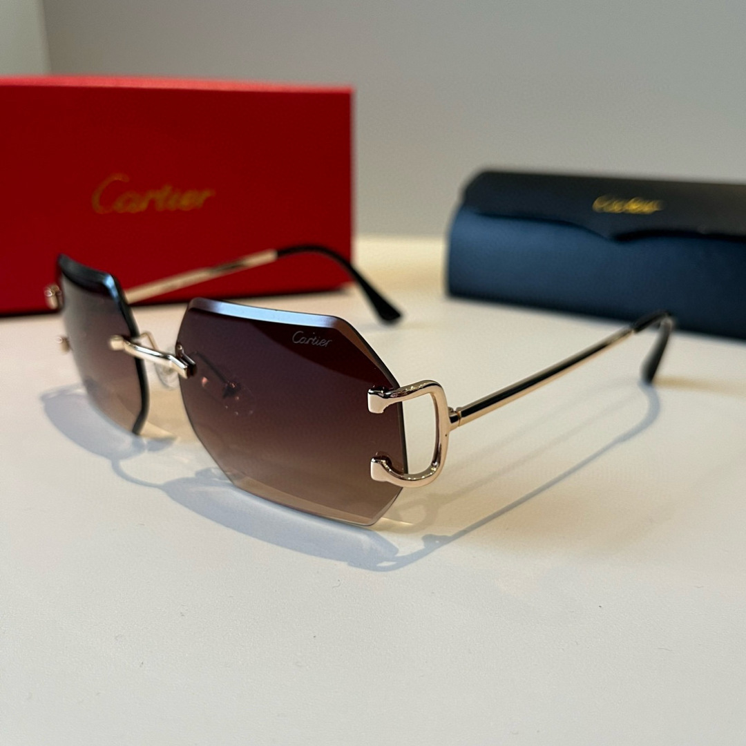 Cartier カルティエ サングラス 58C18-138 フレームレス 超軽量 軽量 ブラック ブラウン - 画像 4