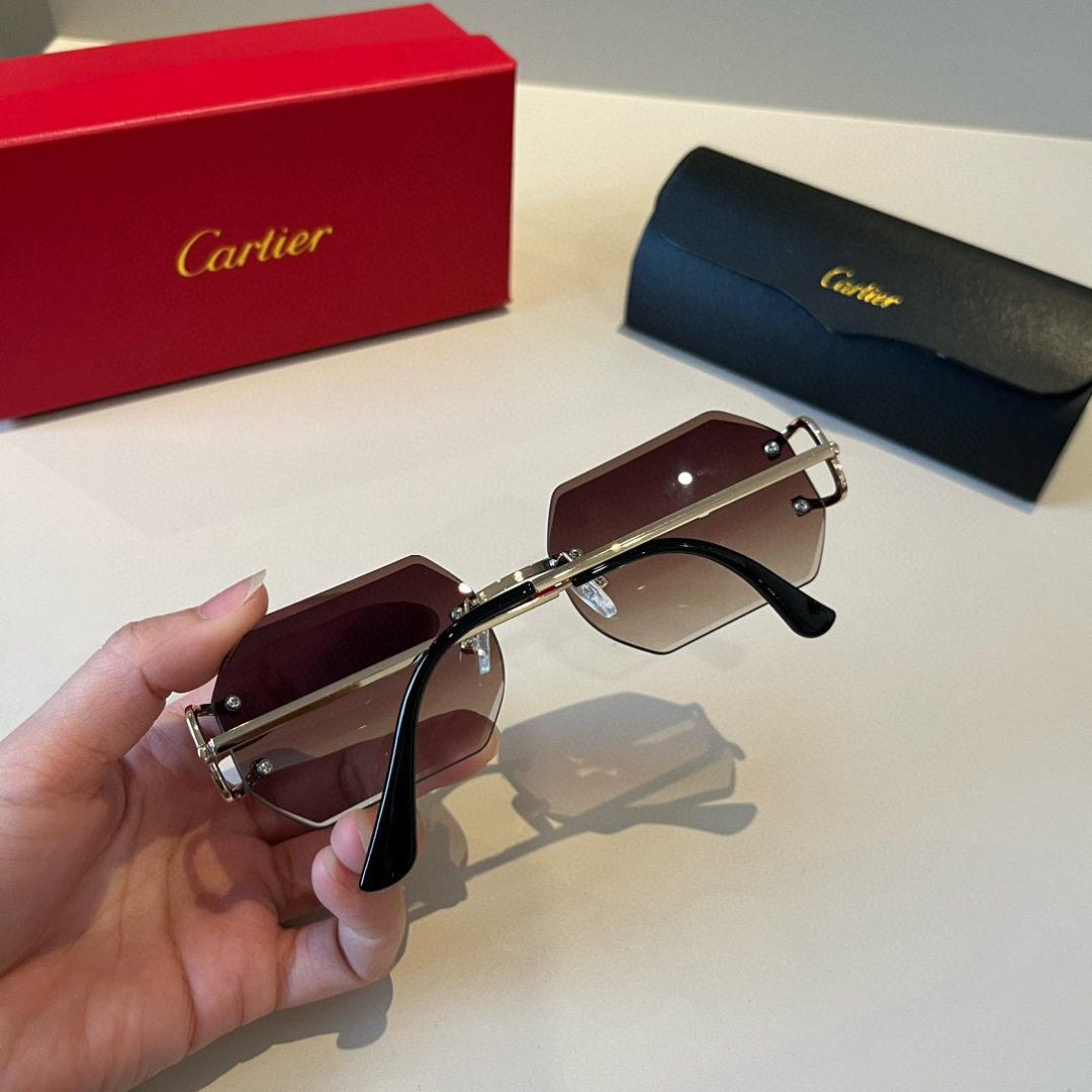 Cartier カルティエ サングラス 58C18-138 フレームレス 超軽量 軽量 ブラック ブラウン - 画像 5