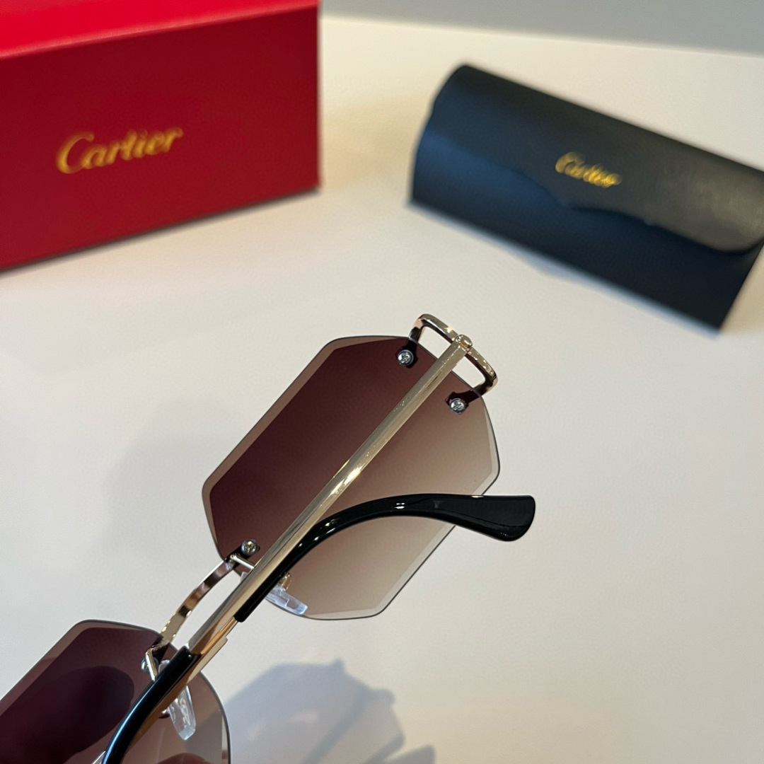 Cartier カルティエ サングラス 58C18-138 フレームレス 超軽量 軽量 ブラック ブラウン - 画像 6