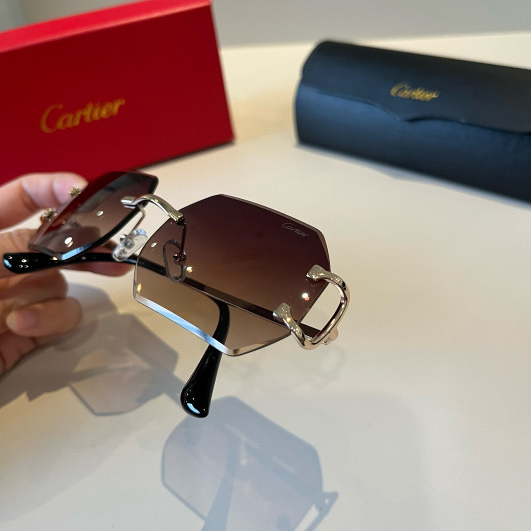 Cartier カルティエ サングラス 58C18-138 フレームレス 超軽量 軽量 ブラック ブラウン - 画像 7