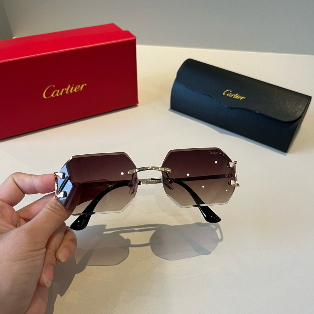 Cartier カルティエ サングラス 58C18-138 フレームレス 超軽量 軽量 ブラック ブラウン - 画像 8