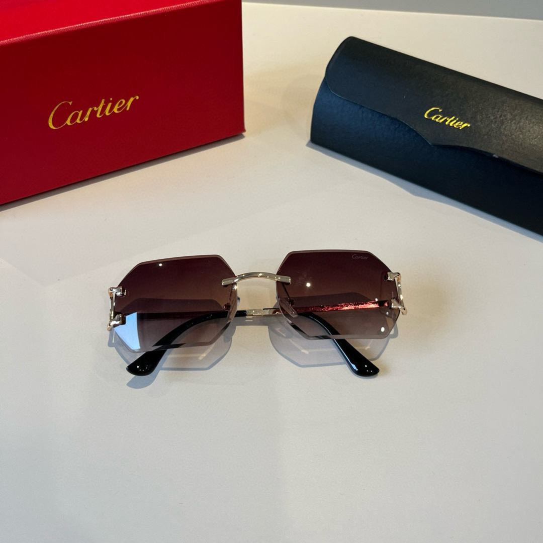 Cartier カルティエ サングラス 58C18-138 フレームレス 超軽量 軽量 ブラック ブラウン - 画像 9