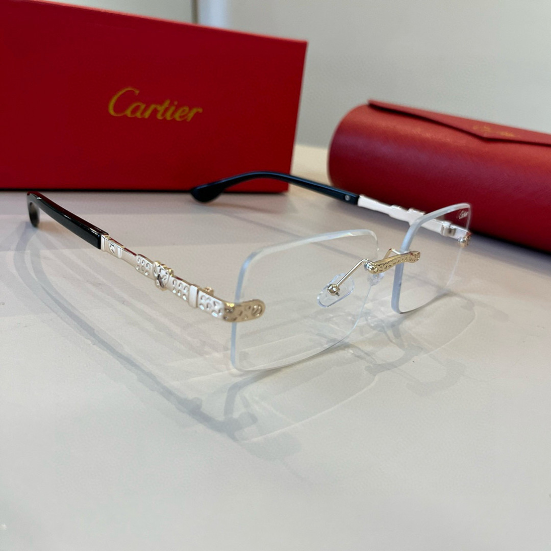 CARTIE カルティエ メガネ フレーム 無縁 金属 メンズ レディース ゴールド ブラック 多色展開