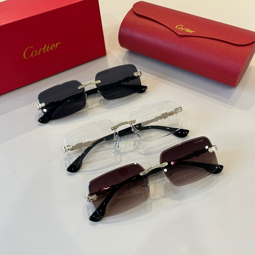 CARTIE カルティエ メガネ フレーム 無縁 金属 メンズ レディース ゴールド ブラック 多色展開 - 画像 2