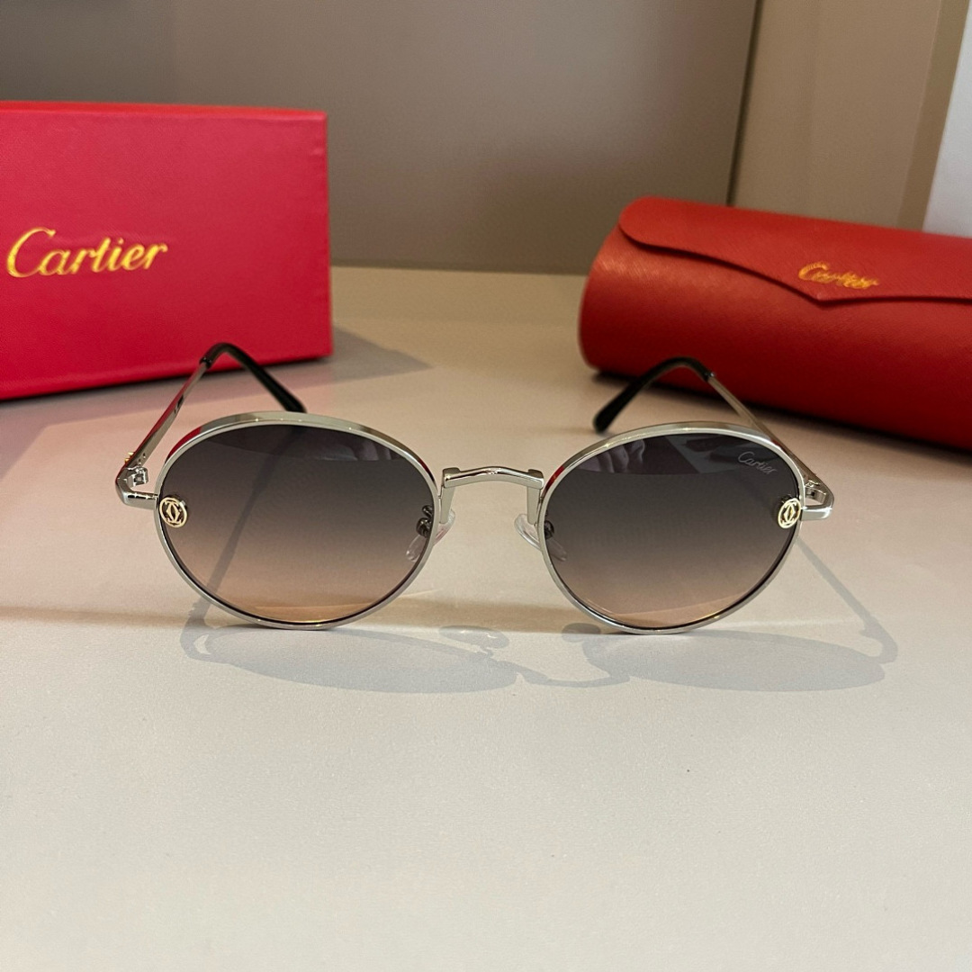 CARTIE カルティエ サングラス 金属フレーム メンズ レディース グラデーションレンズ ブラック - 画像 2