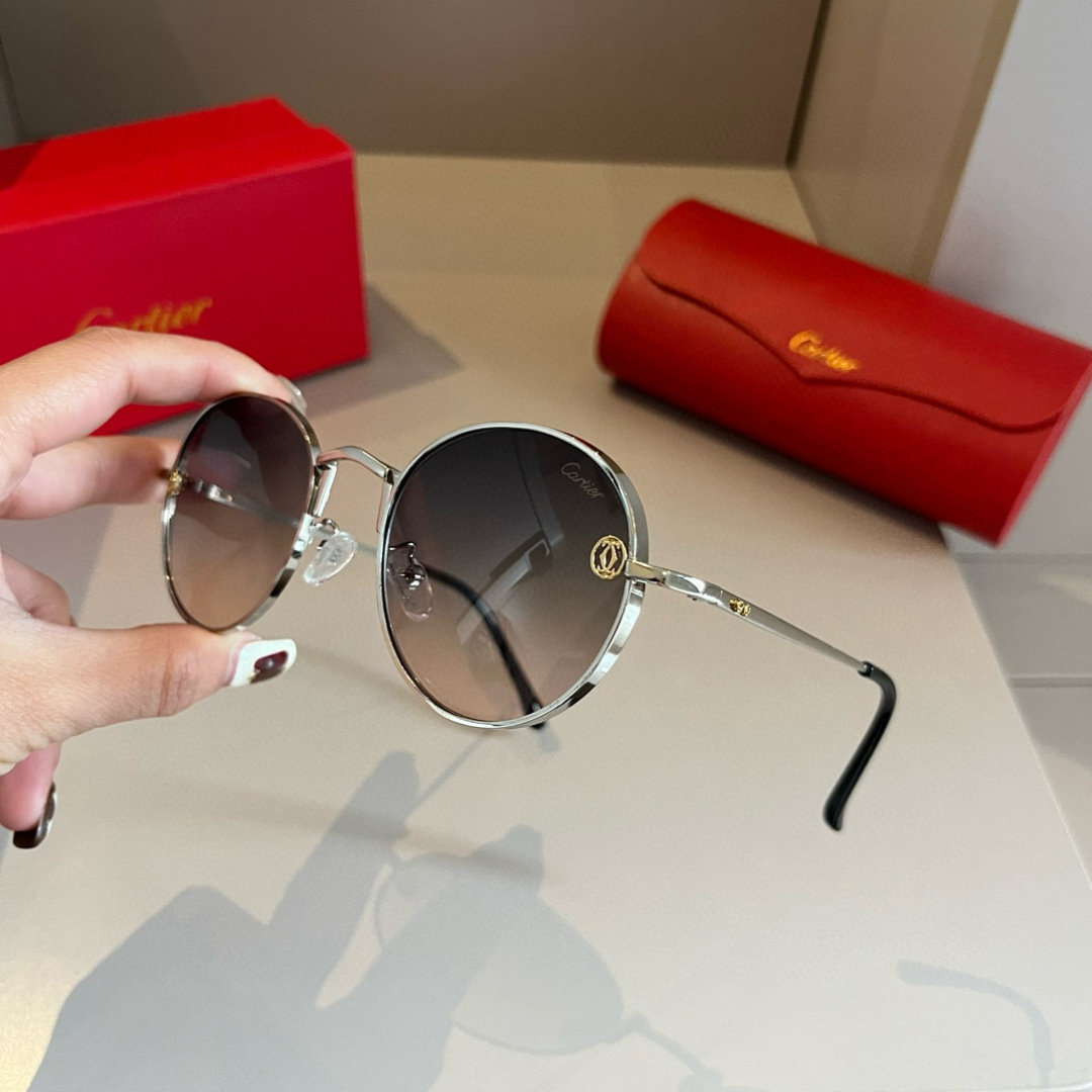 CARTIE カルティエ サングラス 金属フレーム メンズ レディース グラデーションレンズ ブラック - 画像 3