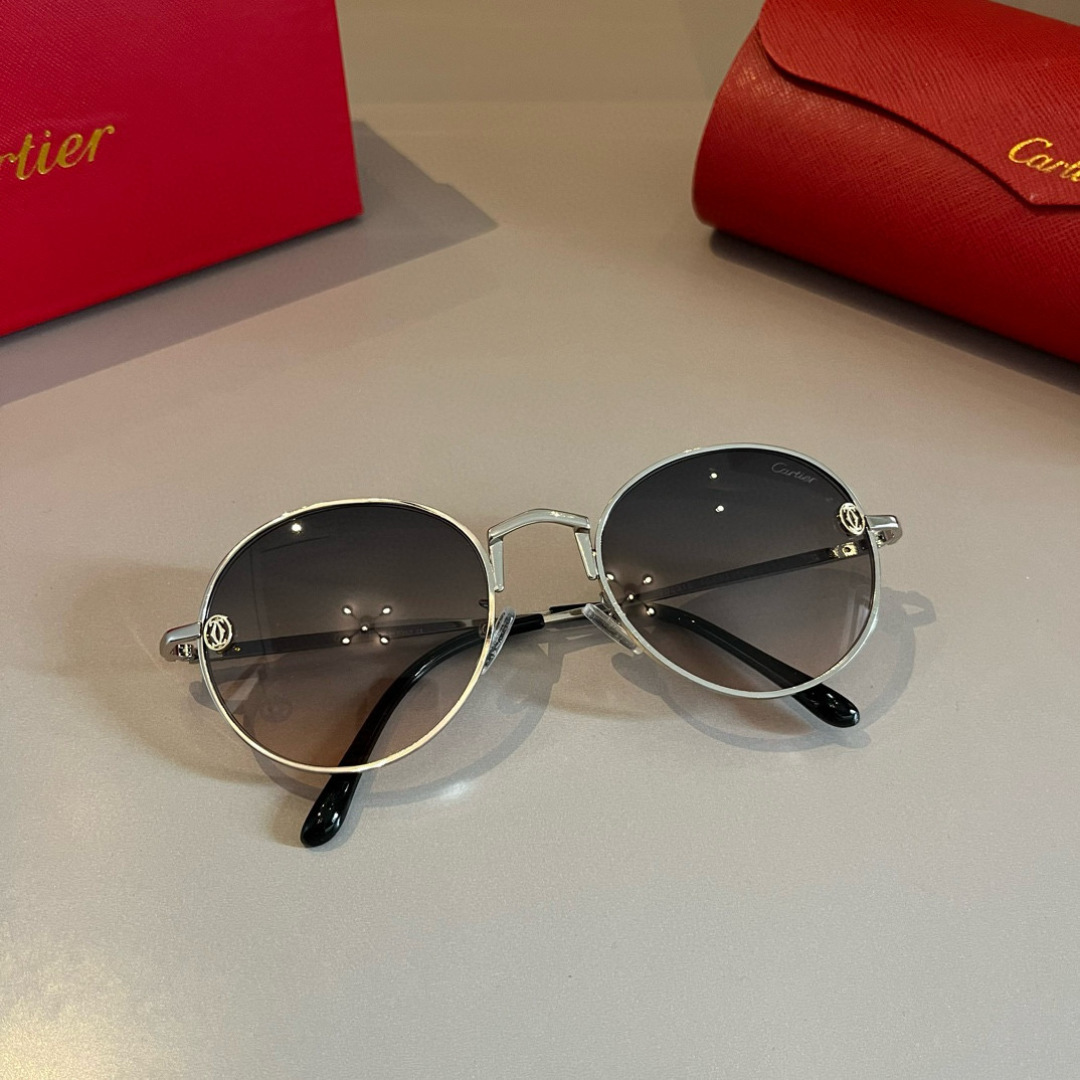 CARTIE カルティエ サングラス 金属フレーム メンズ レディース グラデーションレンズ ブラック - 画像 4