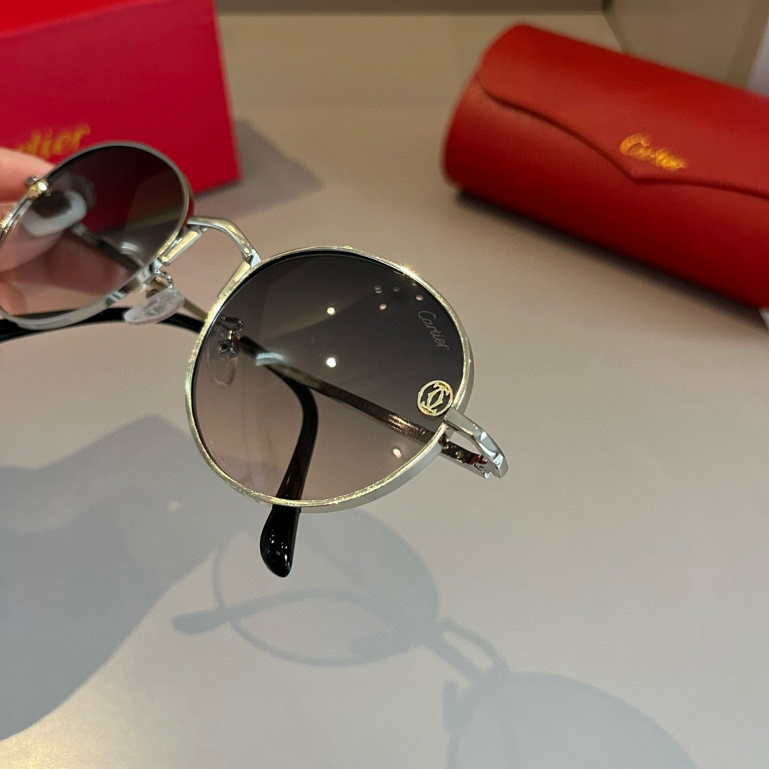 CARTIE カルティエ サングラス 金属フレーム メンズ レディース グラデーションレンズ ブラック - 画像 5