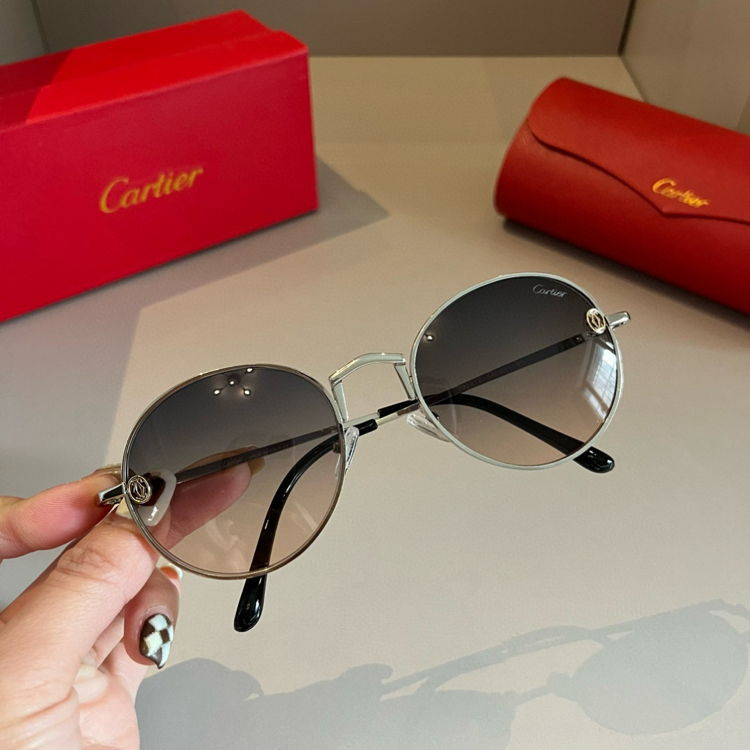 CARTIE カルティエ サングラス 金属フレーム メンズ レディース グラデーションレンズ ブラック - 画像 6