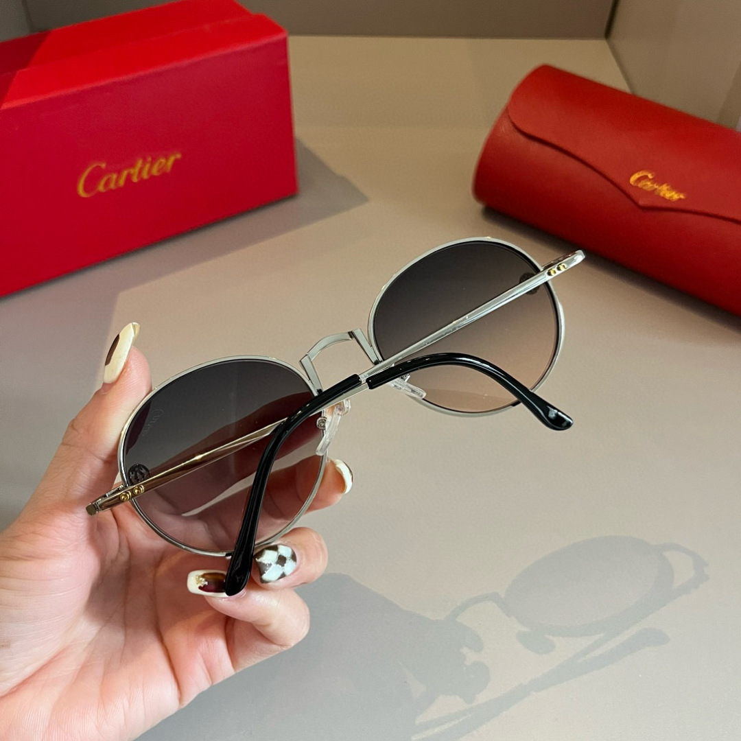 CARTIE カルティエ サングラス 金属フレーム メンズ レディース グラデーションレンズ ブラック - 画像 7