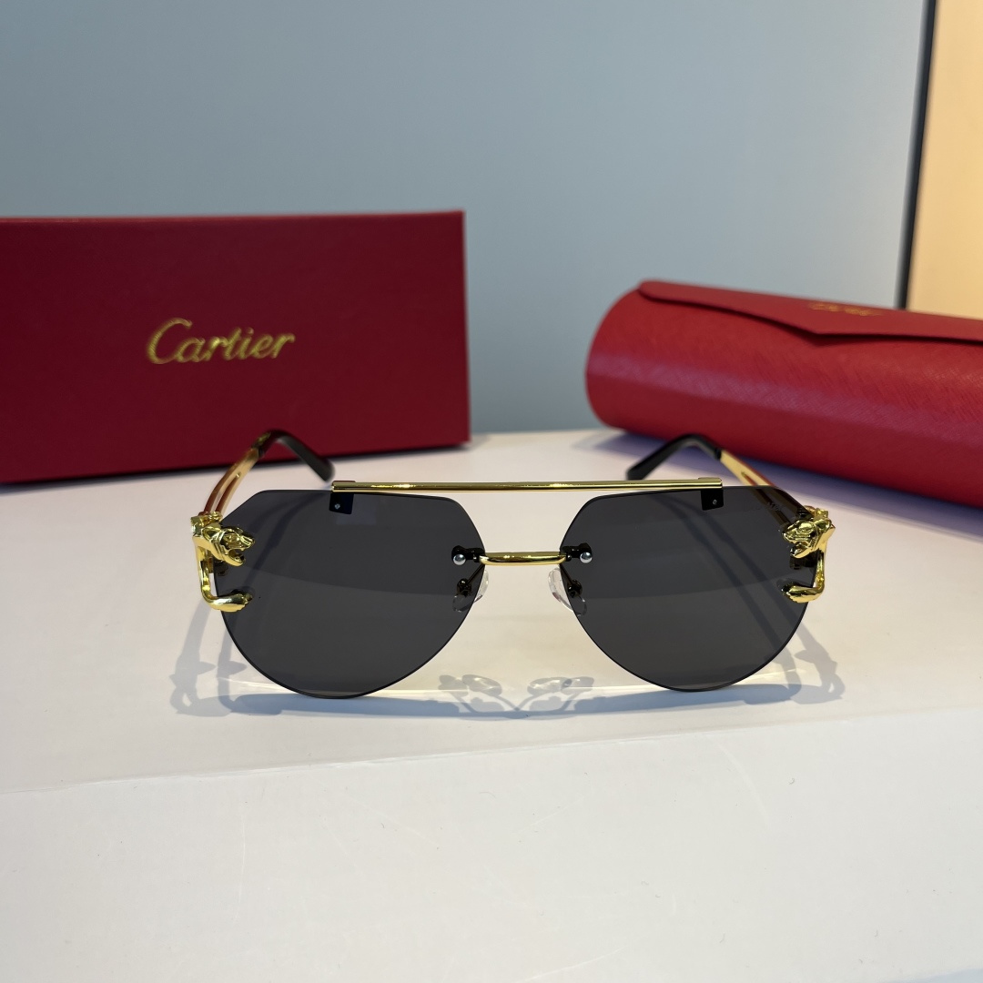 CARTIE カルティエ サングラス フレームレス 金属 メンズ レディース ブラック ゴールド - 画像 2