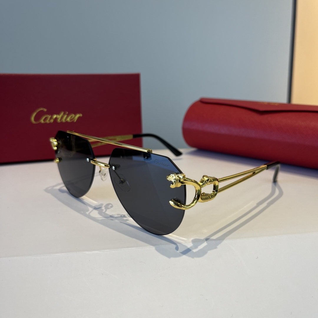 CARTIE カルティエ サングラス フレームレス 金属 メンズ レディース ブラック ゴールド - 画像 3