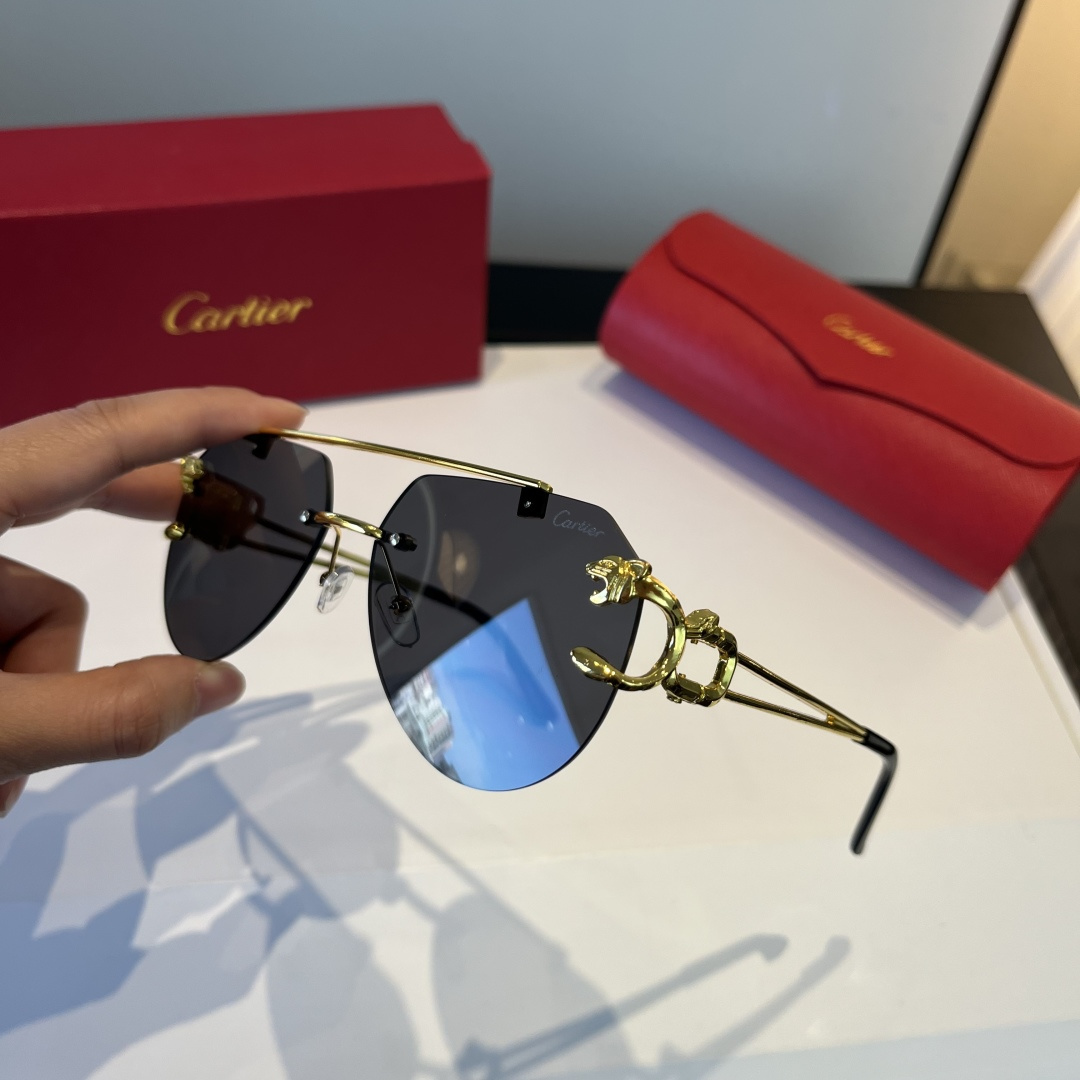 CARTIE カルティエ サングラス フレームレス 金属 メンズ レディース ブラック ゴールド - 画像 4