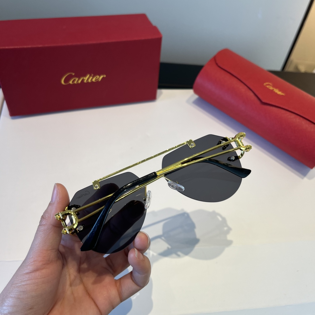 CARTIE カルティエ サングラス フレームレス 金属 メンズ レディース ブラック ゴールド - 画像 5