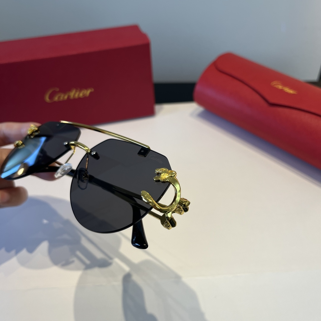 CARTIE カルティエ サングラス フレームレス 金属 メンズ レディース ブラック ゴールド - 画像 6