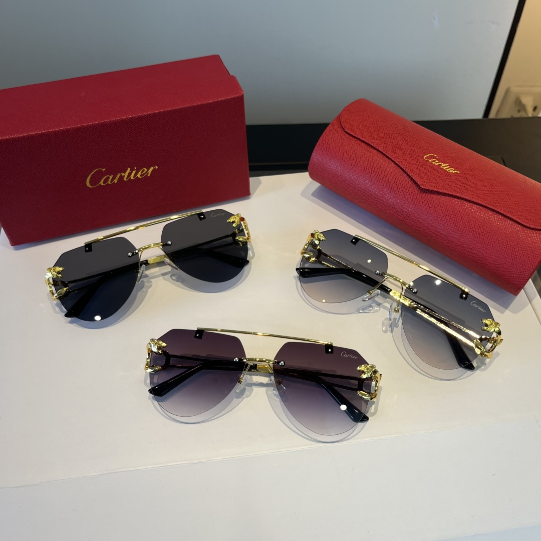 CARTIE カルティエ サングラス フレームレス 金属 メンズ レディース ブラック ゴールド - 画像 8