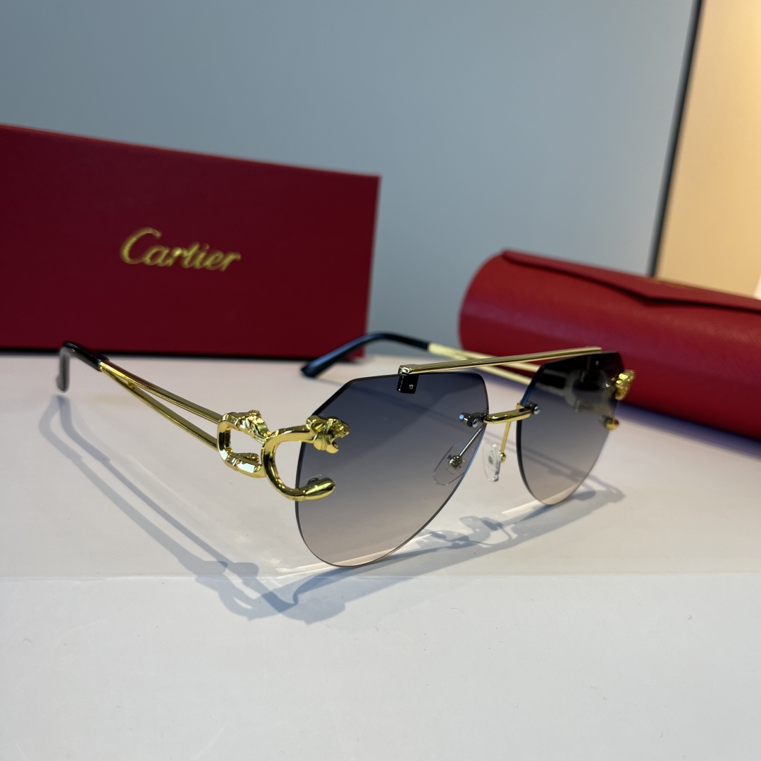 CARTIE カルティエ サングラス フレームレス 金属 メンズ レディース グラデーション ブラック ゴールド 31344