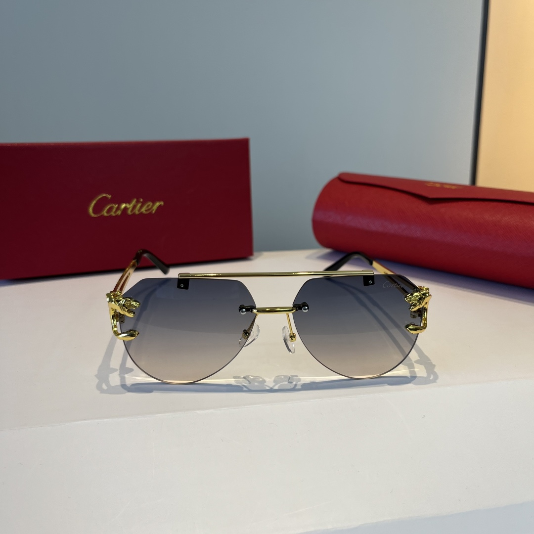 CARTIE カルティエ サングラス フレームレス 金属 メンズ レディース グラデーション ブラック ゴールド 31344 - 画像 2