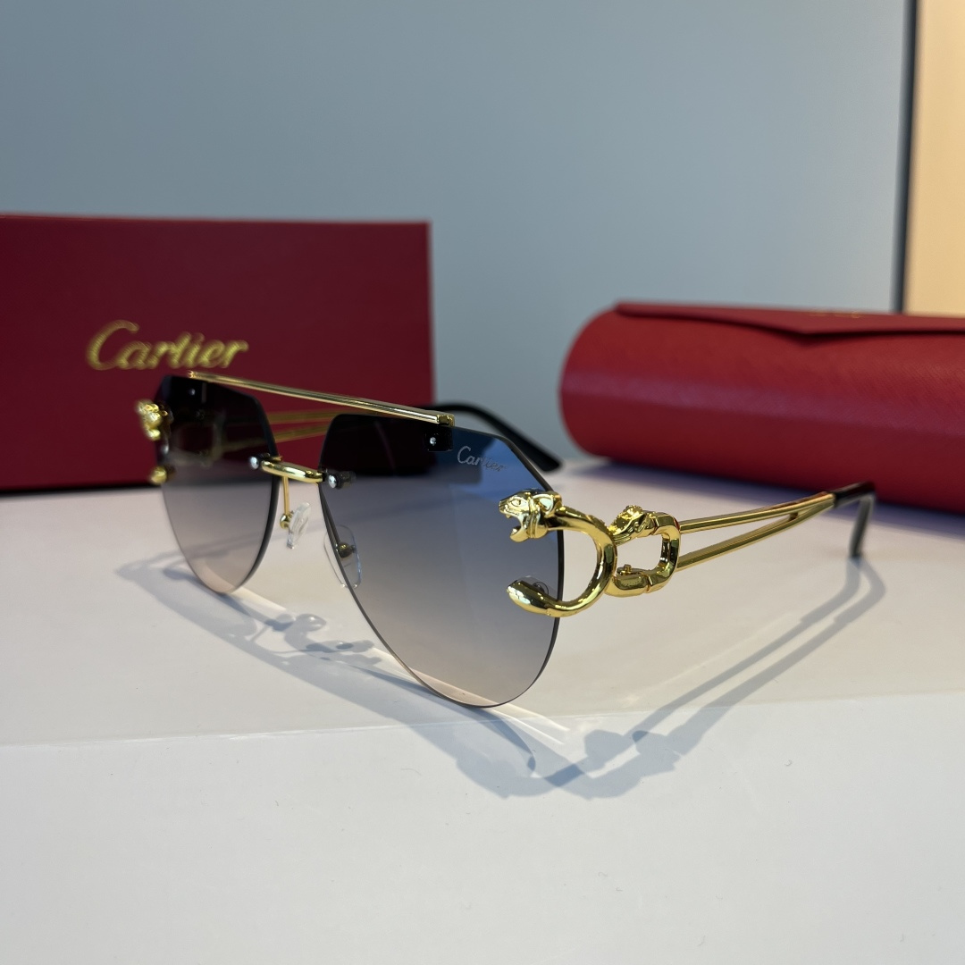 CARTIE カルティエ サングラス フレームレス 金属 メンズ レディース グラデーション ブラック ゴールド 31344 - 画像 3