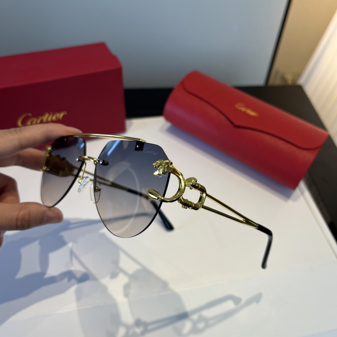 CARTIE カルティエ サングラス フレームレス 金属 メンズ レディース グラデーション ブラック ゴールド 31344 - 画像 4