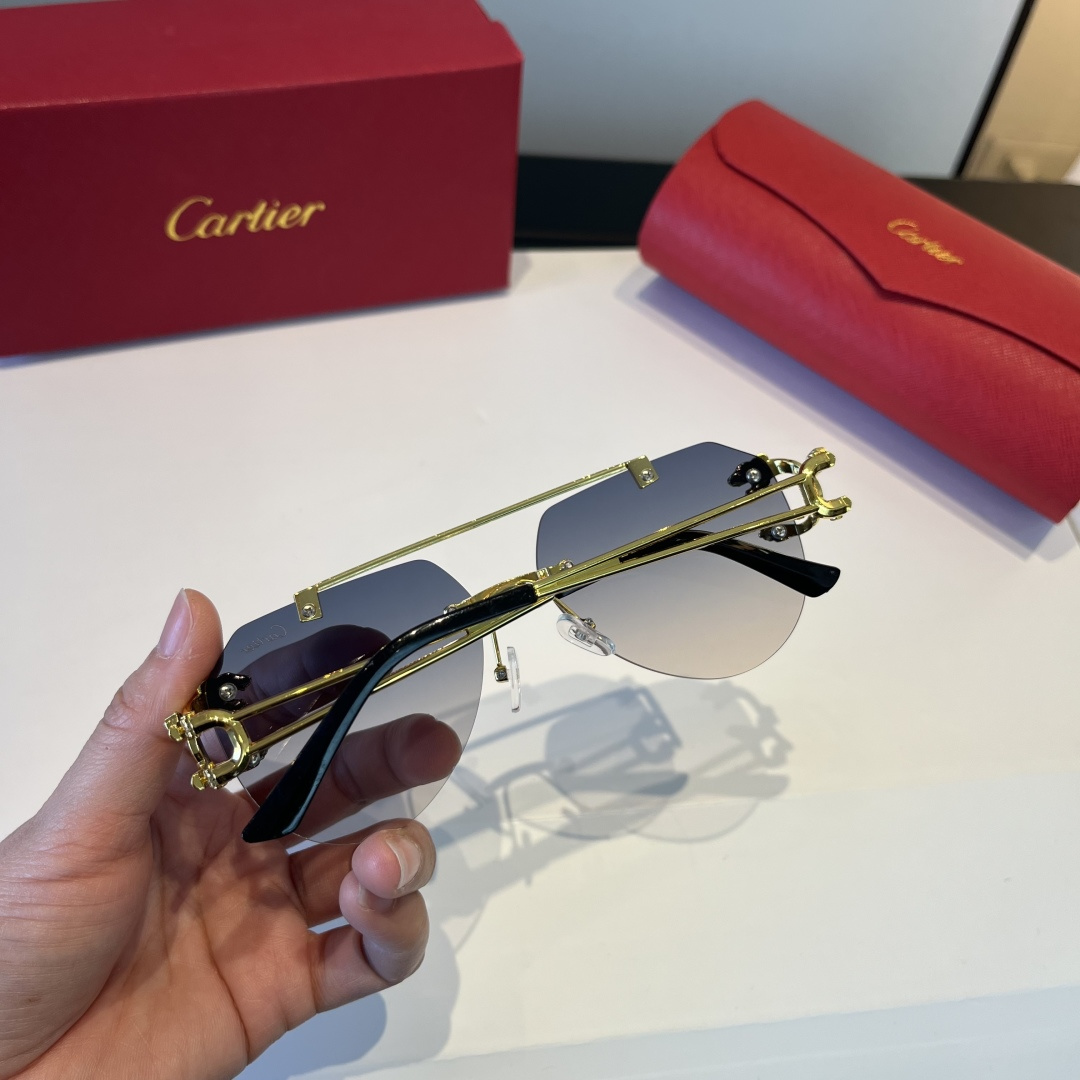 CARTIE カルティエ サングラス フレームレス 金属 メンズ レディース グラデーション ブラック ゴールド 31344 - 画像 5