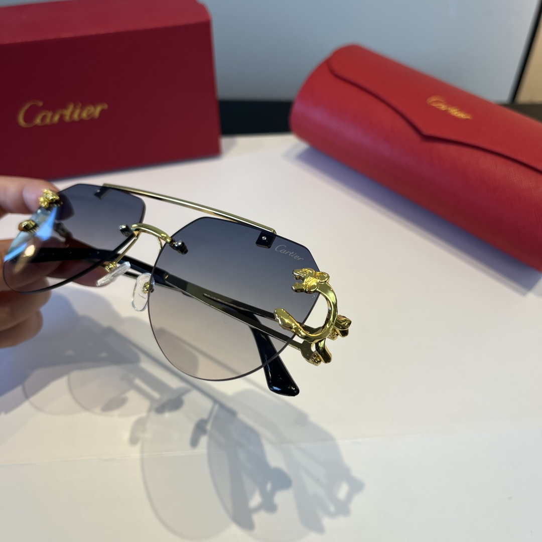 CARTIE カルティエ サングラス フレームレス 金属 メンズ レディース グラデーション ブラック ゴールド 31344 - 画像 6