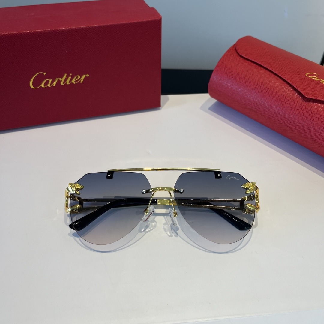 CARTIE カルティエ サングラス フレームレス 金属 メンズ レディース グラデーション ブラック ゴールド 31344 - 画像 7