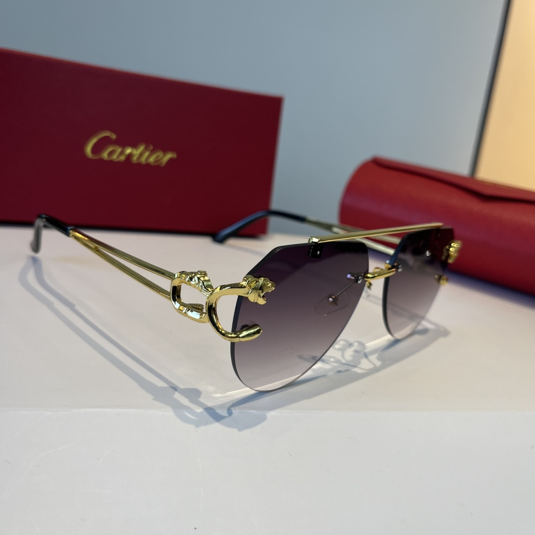 CARTIE カルティエ サングラス メンズ レディース フレームレス 軽量 ブラック ゴールド 2024年新作