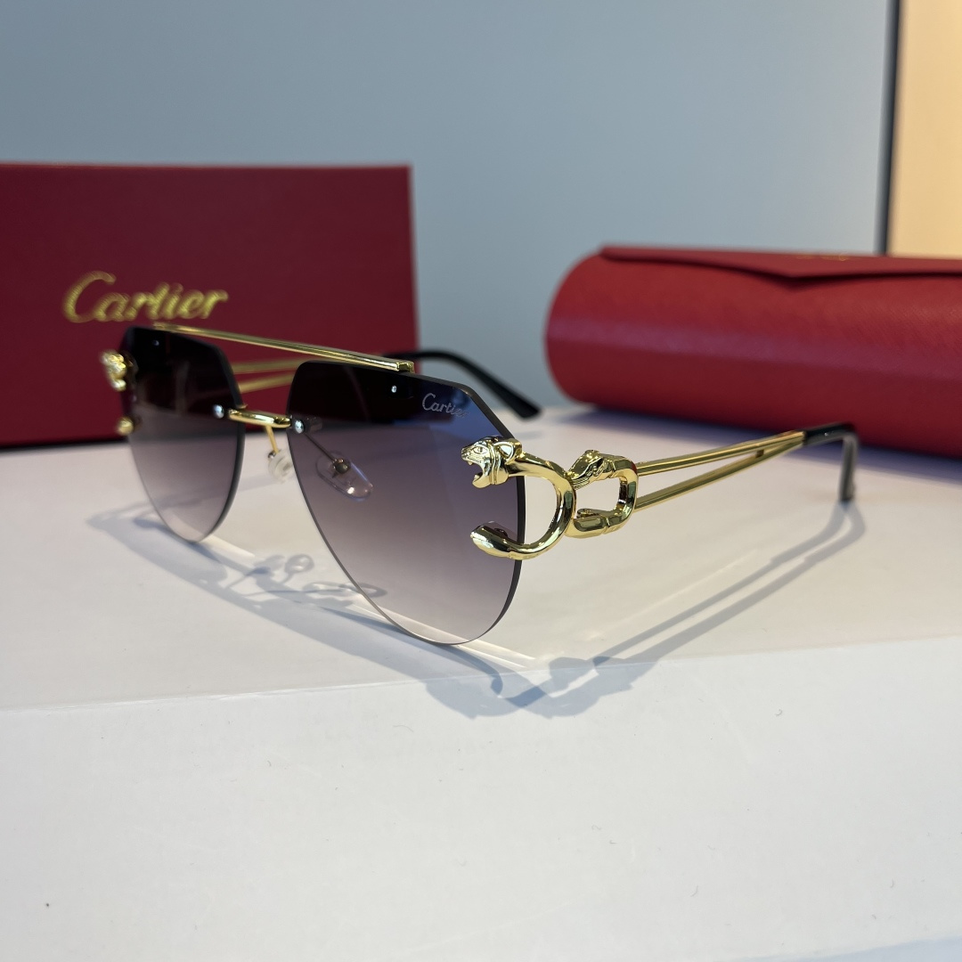 CARTIE カルティエ サングラス メンズ レディース フレームレス 軽量 ブラック ゴールド 2024年新作 - 画像 3