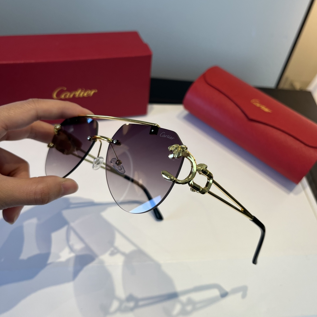 CARTIE カルティエ サングラス メンズ レディース フレームレス 軽量 ブラック ゴールド 2024年新作 - 画像 4